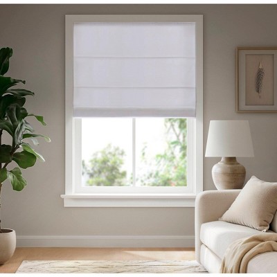 Dsvimoy Curtain Panel Galen Matte Fabric Cordless Roman Blind for Elegant Home Spaces, White, 4.29"*9.25"*8.07"