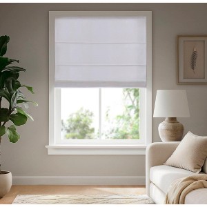 Dsvimoy Curtain Panel Galen Matte Fabric Cordless Roman Blind for Elegant Home Spaces, White, 4.29"*9.25"*8.07" - 1 of 4