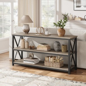 3-Tier Console Table with Storage Shelves, Industrial Rectangular Entryway & Sofa Table for Hallway, Living Room, Bedroom - 1 of 4