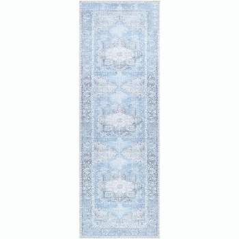 Mark & Day Nora 2'7"x7'10" Runner Washable Woven Indoor Area Rugs Ice Blue