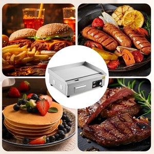 21 Inch Commercial Electric Griddle - 1600W Stainless Steel Flat Top Grill, 122-572¨H Adjustable Temp, Countertop BBQ Teppanyaki - 1 of 4