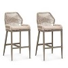PURPLE LEAF Bar Stools Set of 2 Height Metal Bar Chairs with Back Modern Aluminum Tall Comfy Wicker Woven Boho Barstools Garden Pool Patio Outdoor - 4 of 4