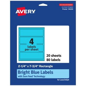 Avery Bright Blue Paper Labels, 2.25" x 7.75" Rectangle - 1 of 4