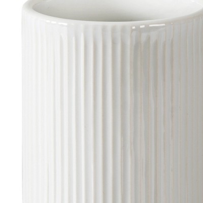 Hotelier White Ceramic Ribbed Bathroom Tumbler