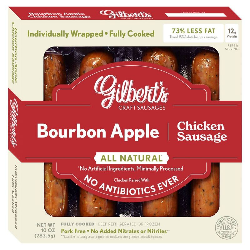 Gilbert&#39;s Craft Sausage Bourbon Apple Chicken Sausage -10oz, 1 of 11