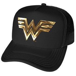 Wonder Woman Golden Logo Foam Trucker Cap Black - 1 of 4