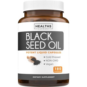 Black Seed Oil Capsules, Hair, Skin & Metabolism Support, Supports Weight Loss, Health's Harmony, 60, 120 & 180ct - 1 of 4