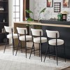 Teddy Fabric Upholstered High Bar Stools with Curved Back and Foam Cushion for Kitchen, Dining or Living Room (Set of 2) - 3 of 4