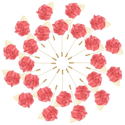 Unique Bargains Ribbon Alloy Outdoor Irregular Flower Lapel Pin 24 Pcs