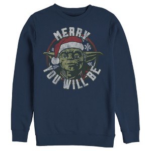Men's Star Wars Christmas Yoda Merry You Will Be Sweatshirt - 1 of 3