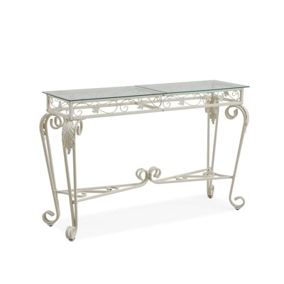SEVOBAL Console Tables Elegant Glass and Metal Design Clutter-Free Solution with  Versatile Organizer for Rooms, White, 47.25"*13.78"*29.92"
