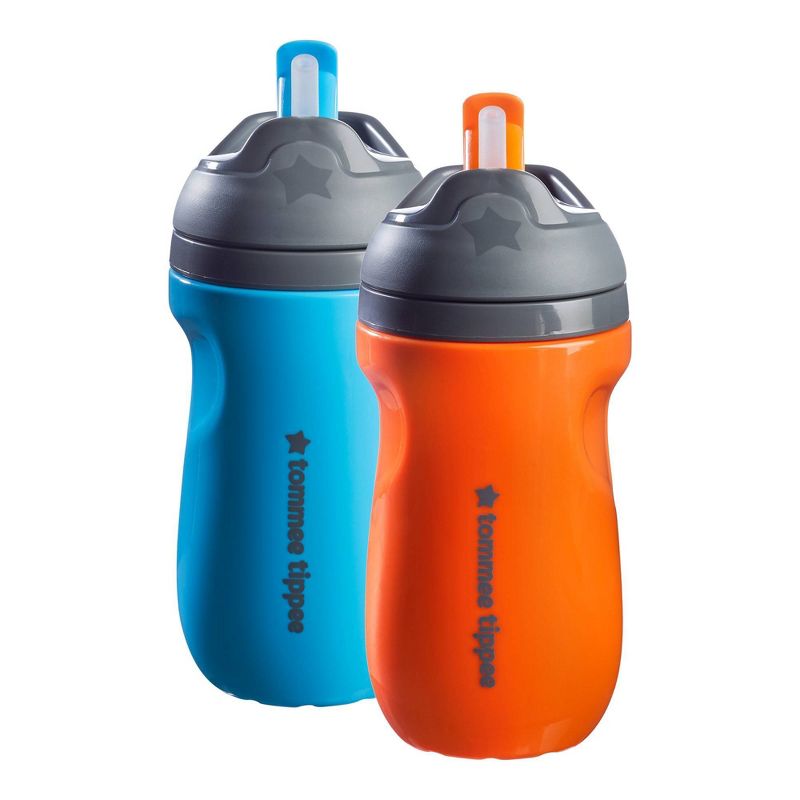 Tommee Tippee 9 fl oz Insulated Non-Spill Portable Sippy Toddler Cups - Blue/Orange - 2pk, 1 of 8