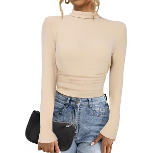 INSPIRE CHIC Women's Long Sleeve Mock Turtle Neck Trendy Casual Sweater - 1 of 4