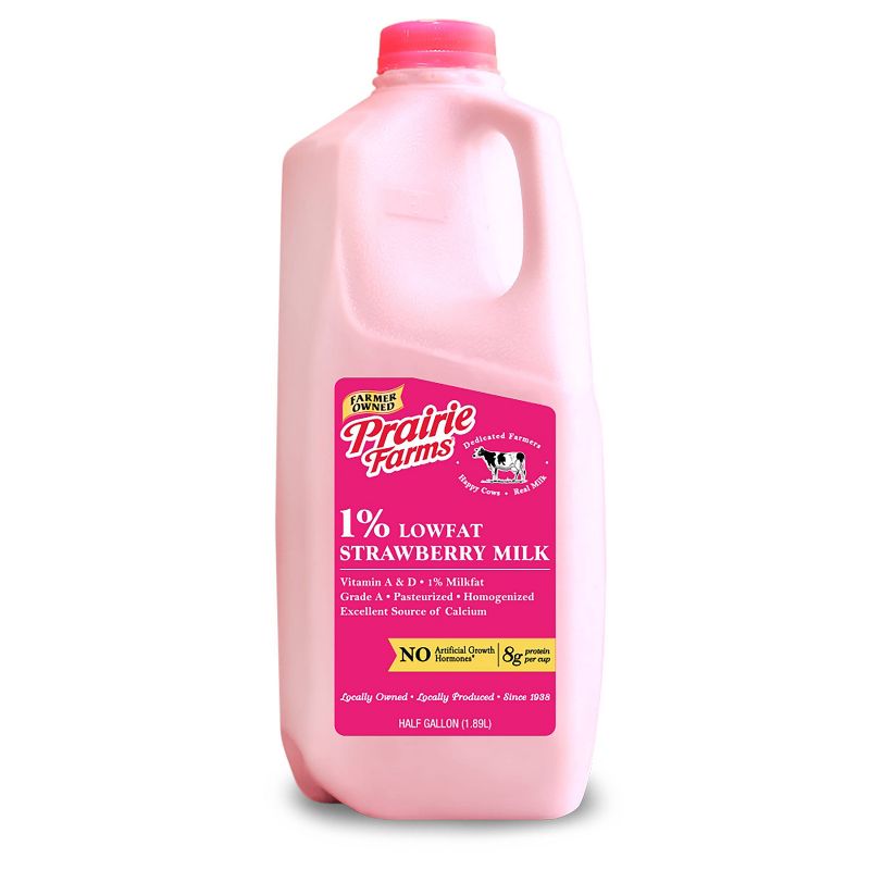 Prairie Farms 1% Strawberry Milk - 0.5gal, 1 of 4