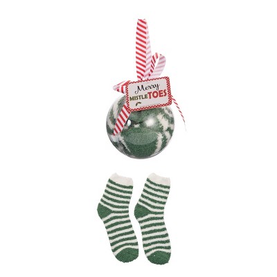 Transpac Fabric 4 in. Multicolor Christmas Socks in Acrylic Ball Ornament