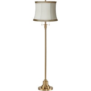 360 Lighting Dyna 58" Antique Brass and Ivory Linen Shade Floor Lamp - 1 of 4