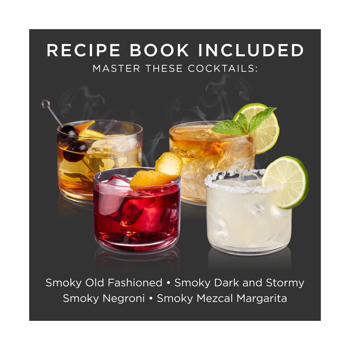 Viski Alchemi Smoked Cocktail Kit, 5-Piece Set, Glass Smoking Stand, Infuser Carafe, Silicone Stopper, Smoking Pellets & Recipe Booklet, Gifts for Men - thumbnail 4