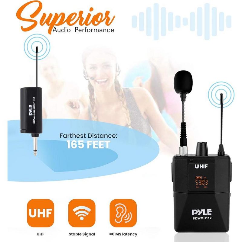 Pyle UHF Wireless Microphone System Kit - Black, 3 of 9