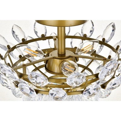 Emilia 14" Brass and Crystal Flush Mount Light