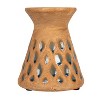 Storied Home 6.5 Inches Debossed Terra-cotta Candle Pillar Holder for 3 Inches Pillar, Natural and Blue - 4 of 4