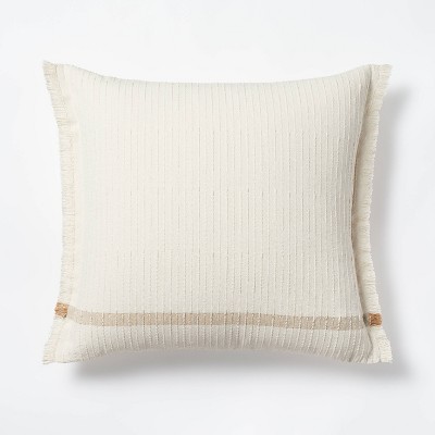 Woven Striped Textured Square Throw Pillow Cream/Camel - Threshold™ designed with Studio McGee