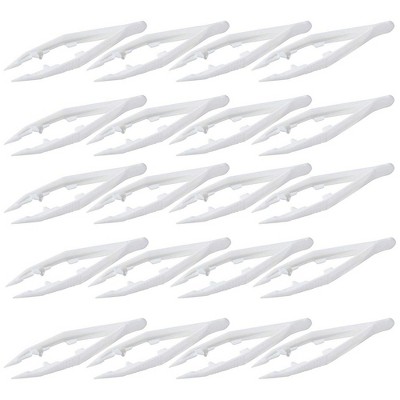 Plastic Bead Tweezers - 20-Pack Craft Tweezers, 4.3-Inch White Plastic Forceps for Fuse Bead Kids DIY
