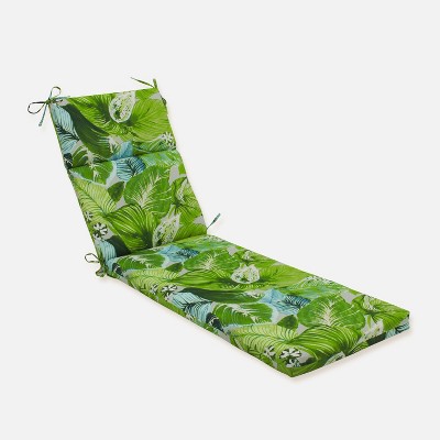 Lush Leaf Jungle Chaise Lounge Outdoor Cushion Green - Pillow Perfect: Weather & Fade-Resistant, Polyester Fiber Fill