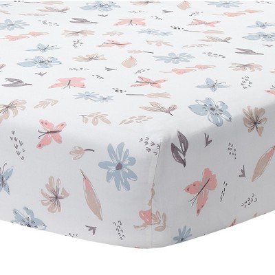 Lambs & Ivy Baby Blooms Watercolor Floral/butterfly Cotton Fitted Crib ...