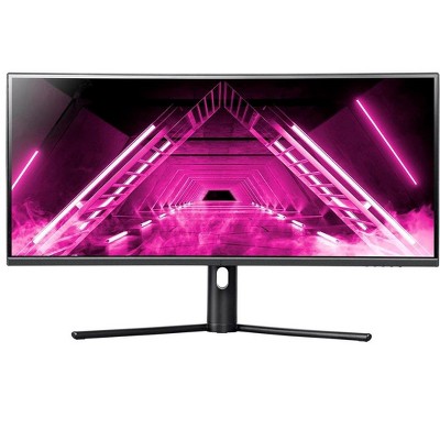 Photo 1 of Dark Matter by Monoprice 34in Curved Ultrawide Gaming Monitor - 21:9, 1500R, UWQHD, 3440x1440p, 144Hz, 4ms GTG, DisplayHDR 400, AMD FreeSync, Height UNABLE TO TEST FUNCTION / SCREEN/ LCD IS CRACK