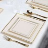 Smarty Had A Party 9.5" Ivory with Gold Square Edge Rim Plastic Dinner Plates (120 Plates) - image 3 of 4