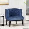 Accent Chair, Mid Century Modern Living Room Armchair, Comfy Barrel Club Chair, Rubber Wood Frame Upholstered Sofa Chairs, Navy Blue - 2 of 4