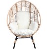 Coolbibila 1 Piece Outdoor PE Rattan Wicker Garden Egg Chair with Side Table and Cushions,Indoor Patio Oversized Backrest Chaise Lounge - 3 of 4