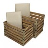 HomeRoots Set of Two Brown Wood Slat and Upholstery Storage Benches With Flip Top - 4 of 4