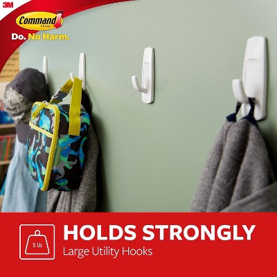 White Self-Adhesive Plastic Utility Hooks, 14-Pack