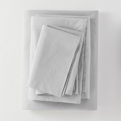 King Washed Supima Percale Solid Sheet Set Light Gray - Casaluna™