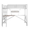 PAGED Twin Size Loft Bed with Desk Modern Metal Bed Frame with Storage Shelf and Inclined Ladder for Bedroom - 3 of 4