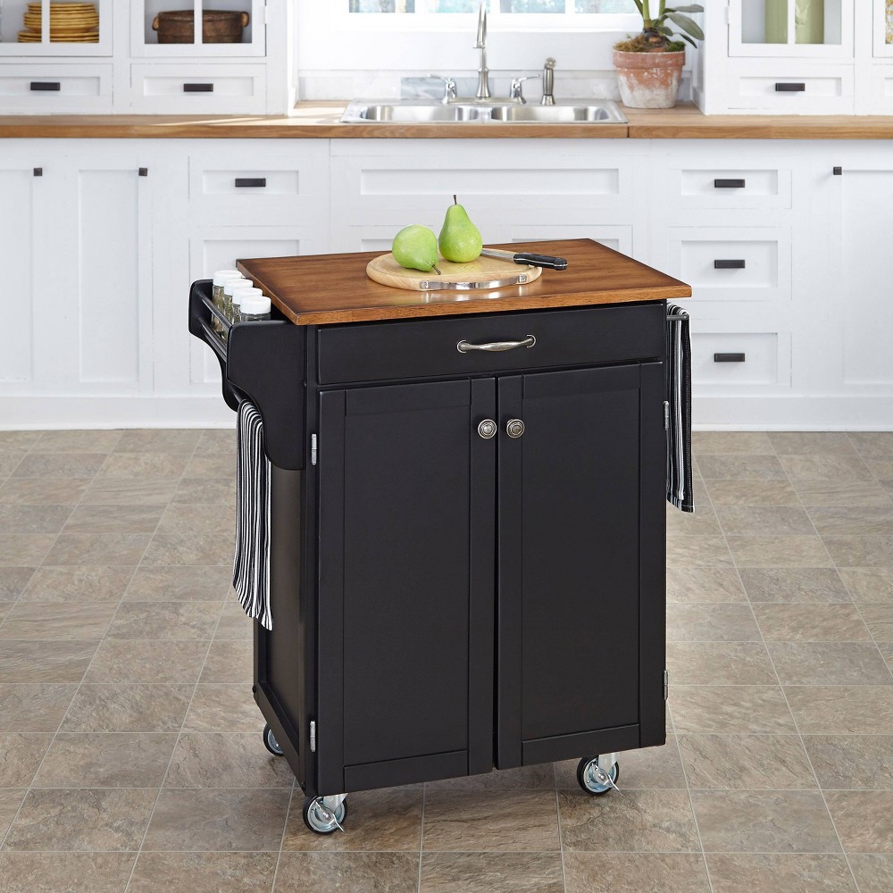 Kitchen Carts And Islands with Wood Top Black/Brown Home Styles, Brown Brown