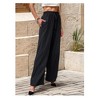 Clearlove Women's Casual Pants Loose Lace Up High Waist Trousers Pleated Straight Leg Pants - 4 of 4
