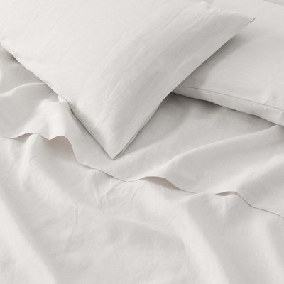 Cloud White Linen Euro Pillowcase Set with Inner Envelope Closure
