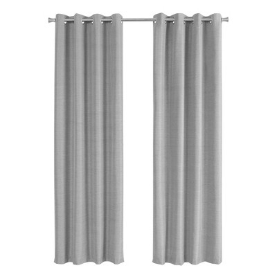 Monarch Specialties Curtain Panel 2Pcs Set 100 Blackout Grommet Living Room Bedroom Kitchen Thermal Insulation Polyester Grey Contemporary Modern