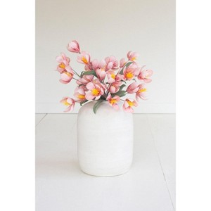 Artificial Pink and Green Flower Stem – 28" Tall Foam and Wire Botanica by Kalalou - 1 of 3