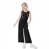 Girls' Fashion Jumpsuit Crewneck Elastic Waist Long Pants Romper with Pockets - 3 of 4