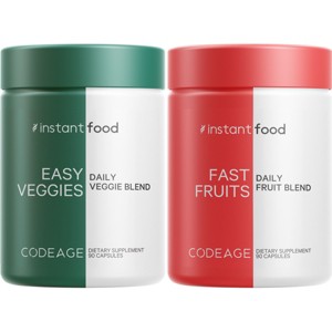 Codeage Easy Veggies + Fast Fruits Vitamins Bundle, 30+ Daily Vegetables & Fruits, Whole Food Greens & Fruits Multivitamin Capsules - 1 of 4