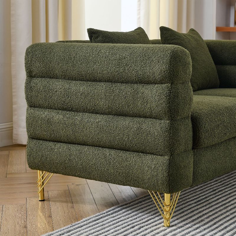 81'' Modular Oversized 3 Seater Velvet Sofa, Deep Seating with 3 Pillows for Living Room, Bedroom - Maison Boucle, 5 of 9