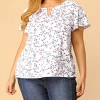 Agnes Orinda Plus Size Womens Tops Keyhole Flutter Short Sleeve Chiffon Floral Pattern - 2 of 4
