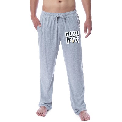 Peanuts Mens' Charlie Brown Good Grief Character Sleep Pajama Pants  (Medium) Grey