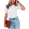 Womens Short Sleeve Sweaters Tops Crewneck Ribbed Pullover Shirt Soft Slim Fit Knit Sweater Blouse - 2 of 4