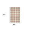 Pink And Ivory Wool Plaid Hand Tufted Area Rug - 3 of 4