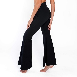 The Yoga Democracy High Waist Bell-Bottom 2.0 Leggings, Flare Leggings with Sweat-Wicking and UPF Protection, Convenient Pockets (Jet Black) - 1 of 3