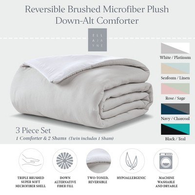 Reversible Brushed Microfiber Plush Down-Alternative Comforter Set